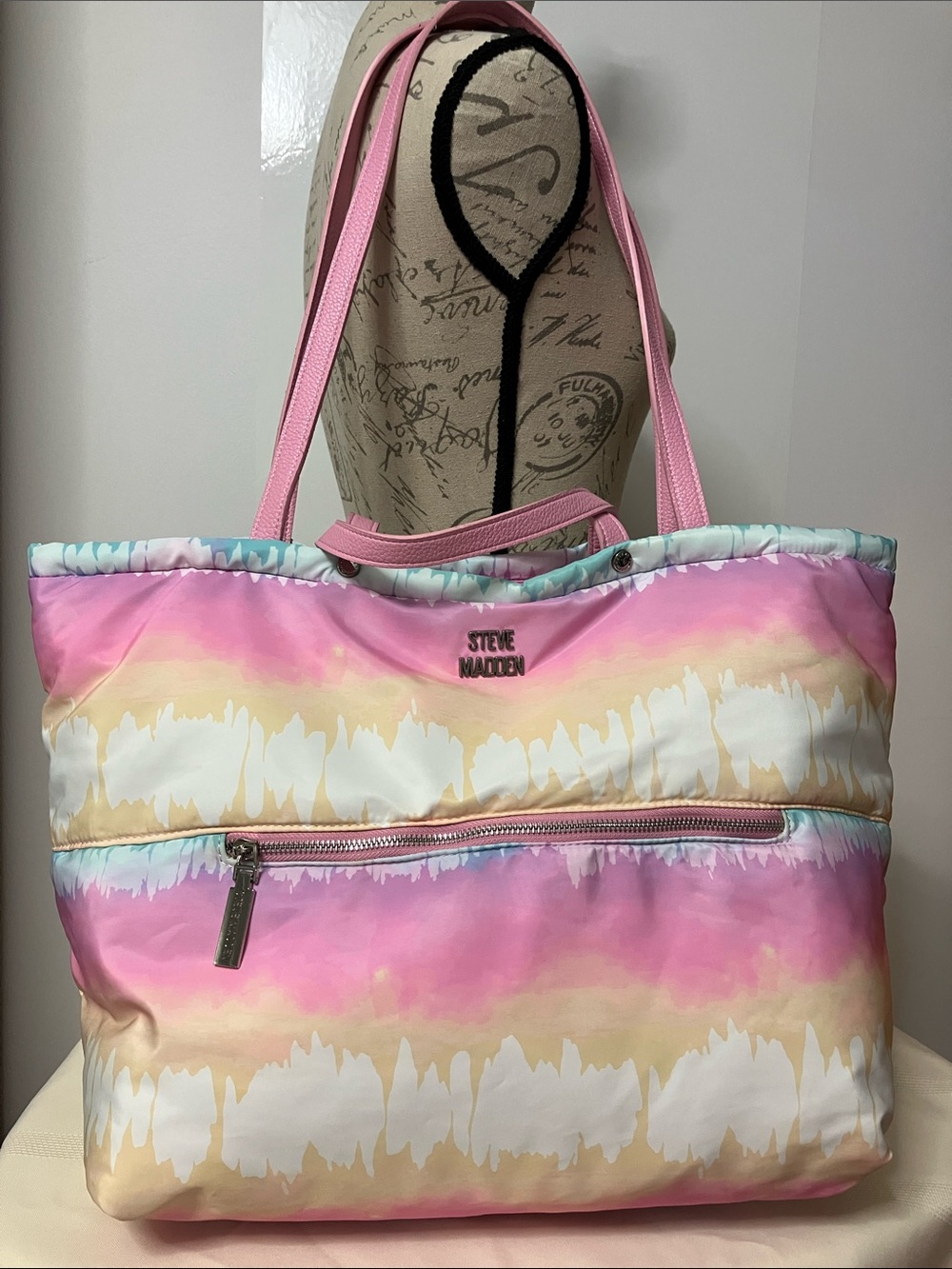 Steve Madden Puffy Summer Shoulder Tote Pastel Tie-dye